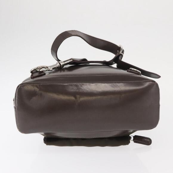 GUCCI Bamboo Body Bag Nylon Enamel Khaki Silver 003 2058 0059 5 Auth 160618